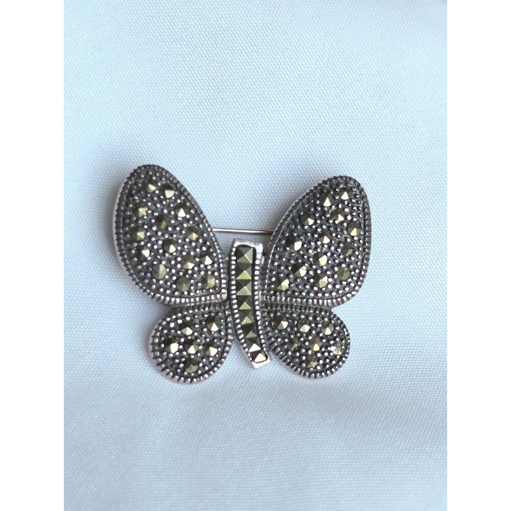 Chateau d'Argent 925 Sterling Silver Marcasite Butterfly Brooch Pin 11g VTG